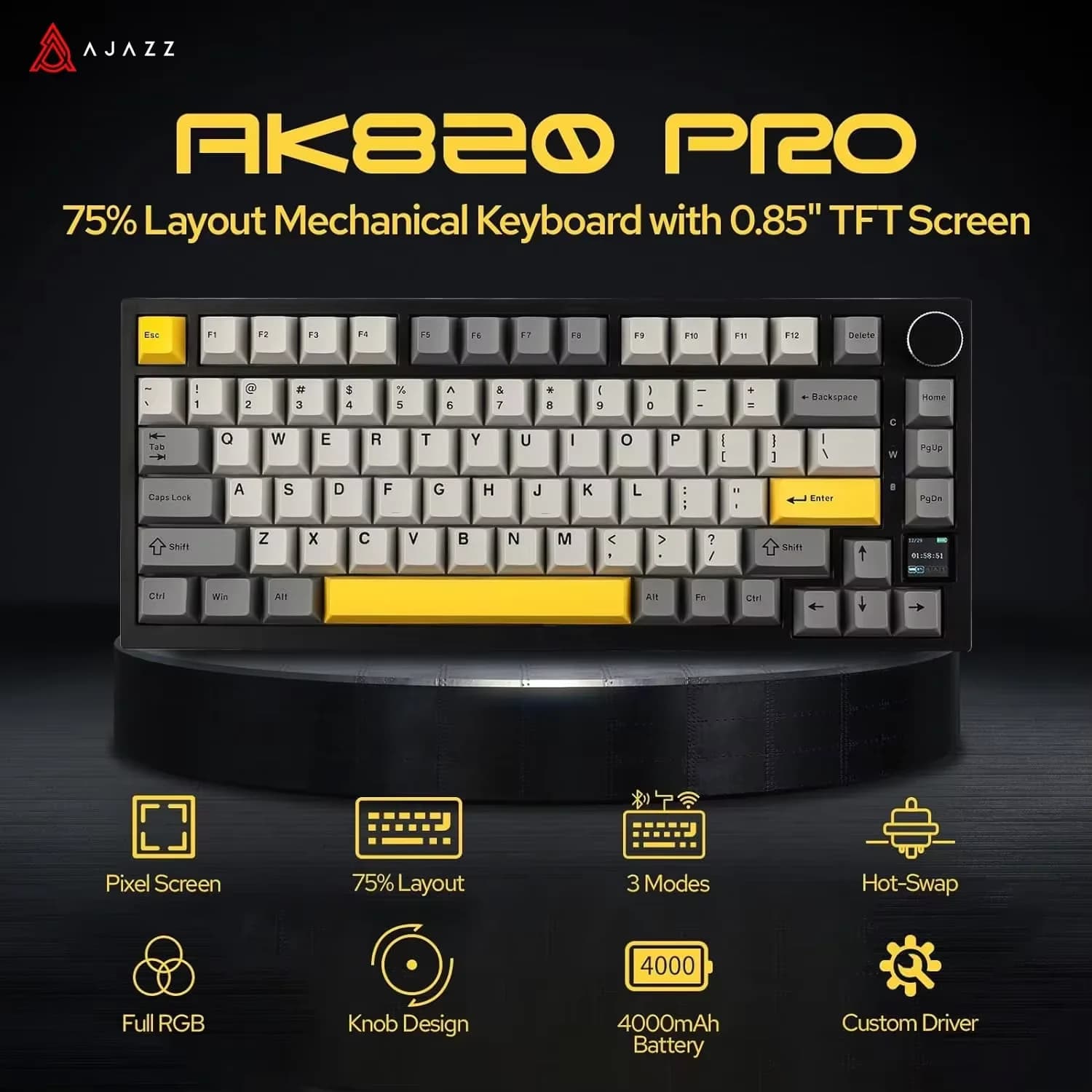 Teclado Mecânico Ajazz AK820 PRO 75%