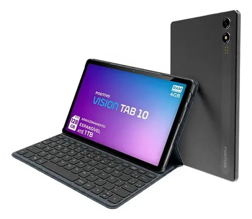 Tablet Positivo Vision TAB10 T3010 4GB/128GB Preto com Capa e Teclado
