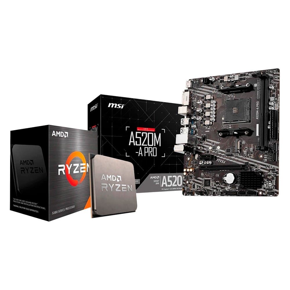 Kit Upgrade AMD Ryzen 5 5500 + Placa-Mãe MSI A520M-A PRO