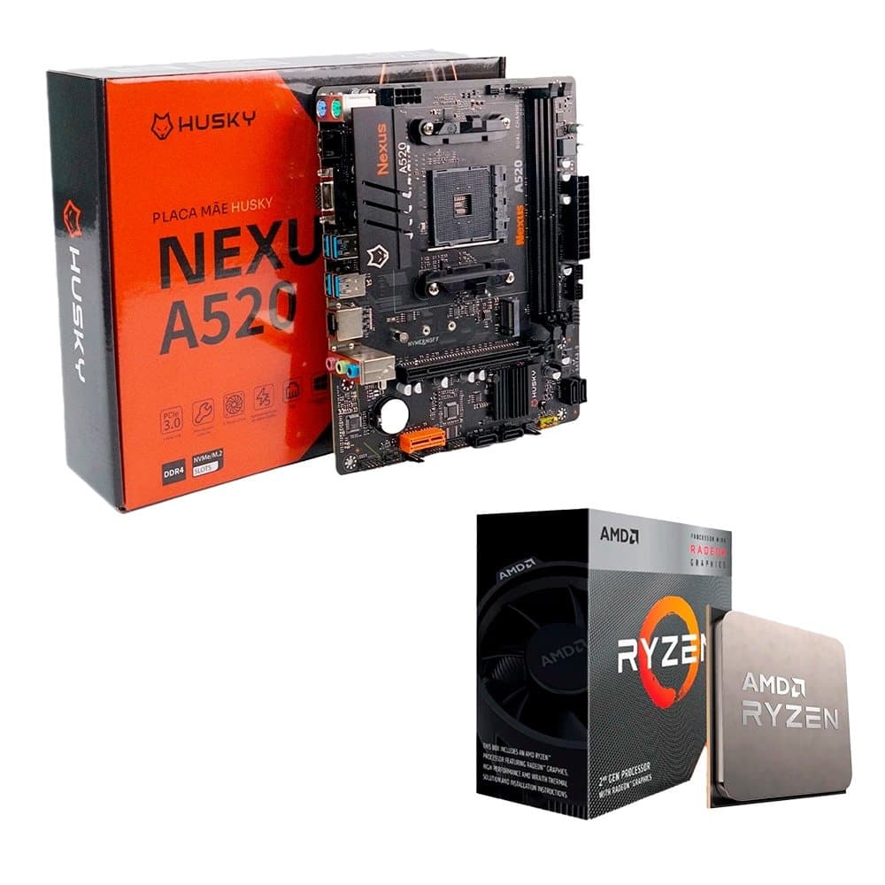 Kit AMD Ryzen 3 3200G + Placa-Mãe Husky Nexus A520