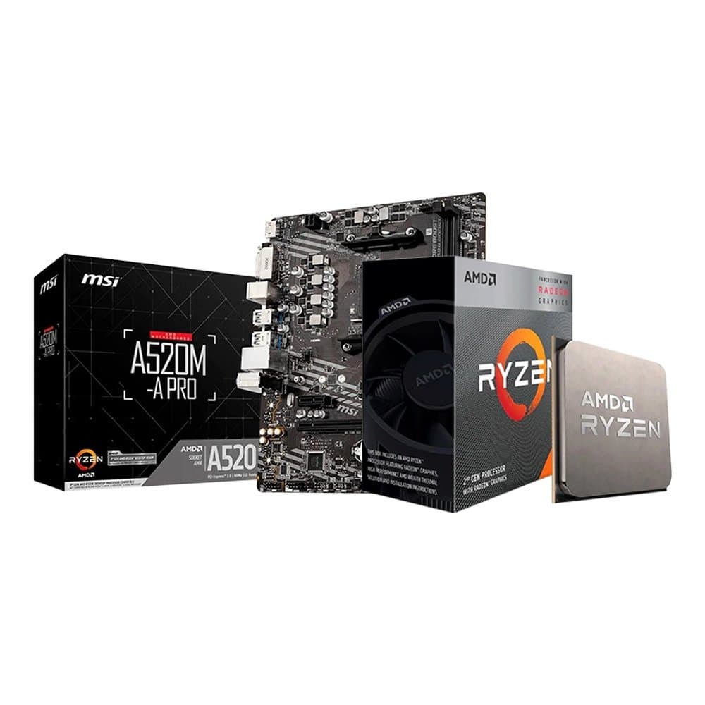 Kit AMD Ryzen 3 3200G + Placa Mãe MSI A520M-A PRO