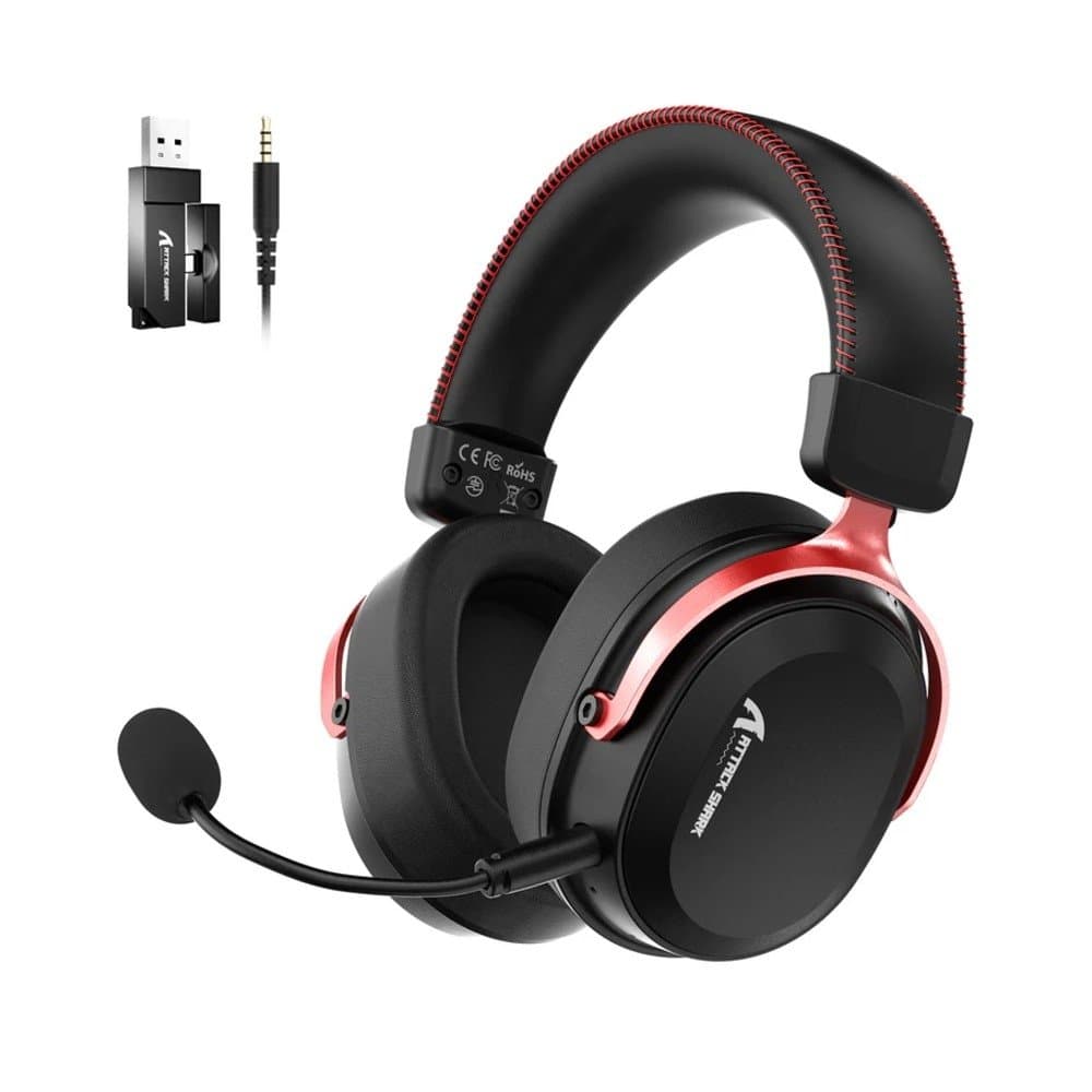 Headset Attack Shark L30 Pro Preto e Vermelho
