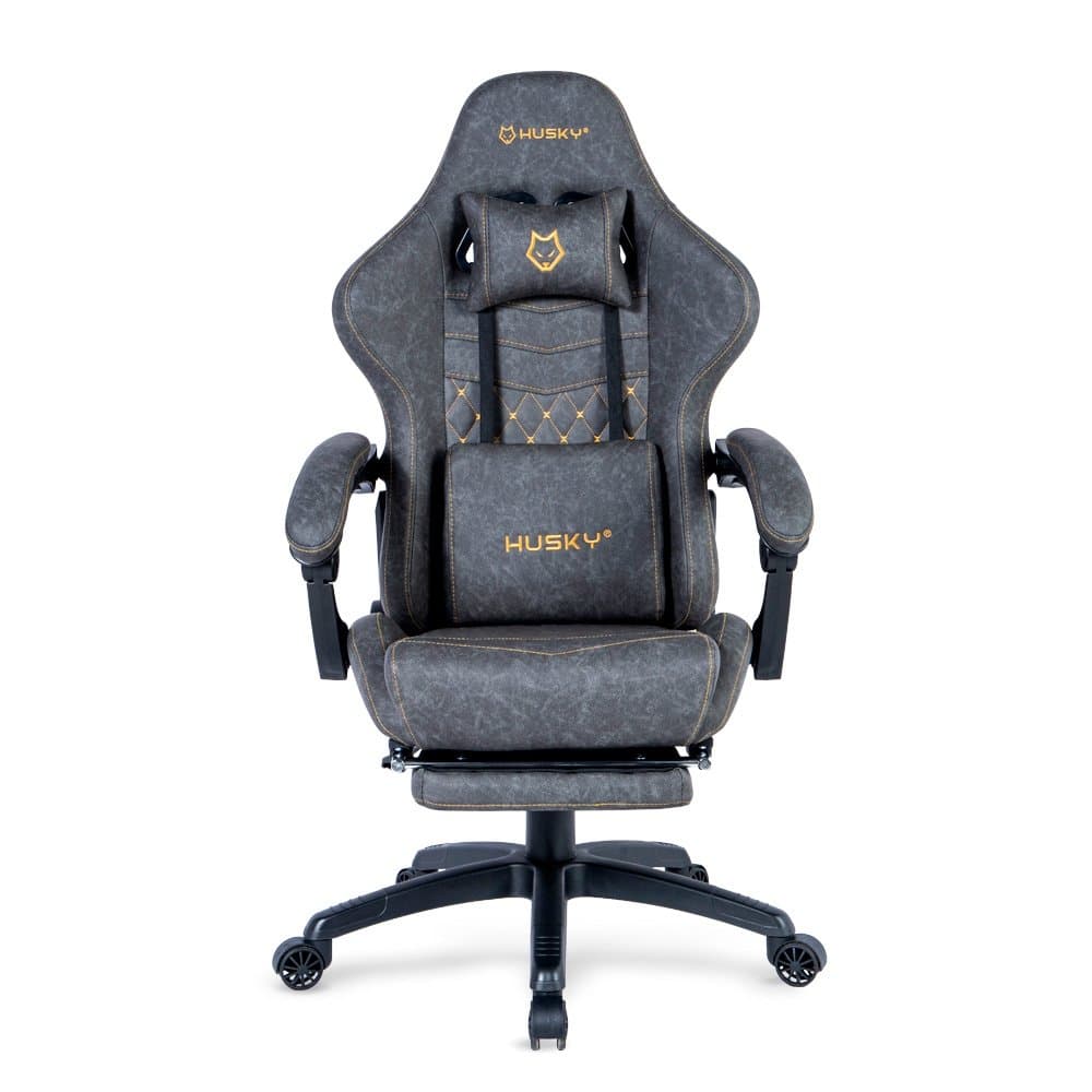 Cadeira Gamer Husky Tempest 700, Até 145kg, Almofadas, Reclinável 150º, PU, Descanso para Pés, Cinza - HCG700CZ