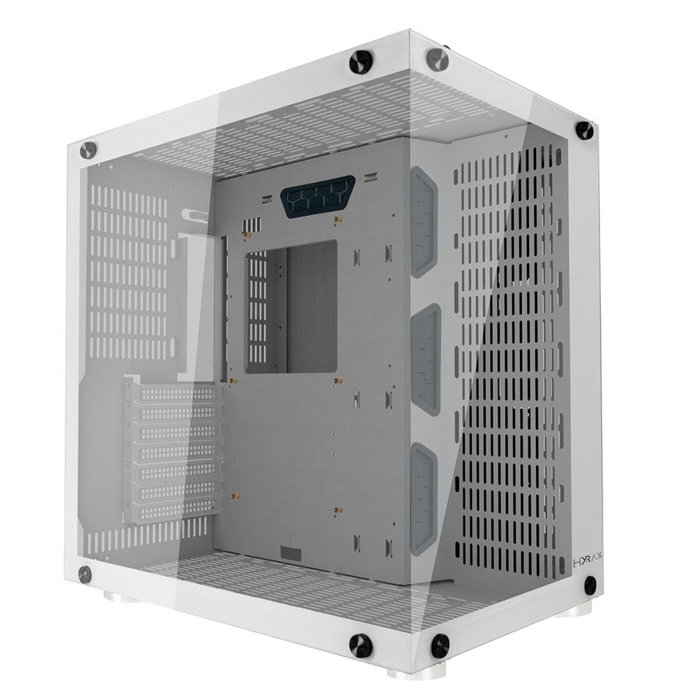 Gabinete Gamer Hyrax HGB700, ATX, Mid Tower, Frontal e Lateral em Vidro Temperado, Sem FANs, Branco