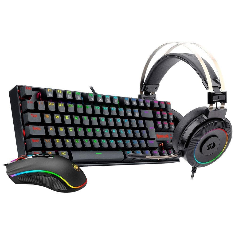 Kit Gamer Redragon RGB, com Headset Lamia 2, Drivers 40mm + Teclado Kumara