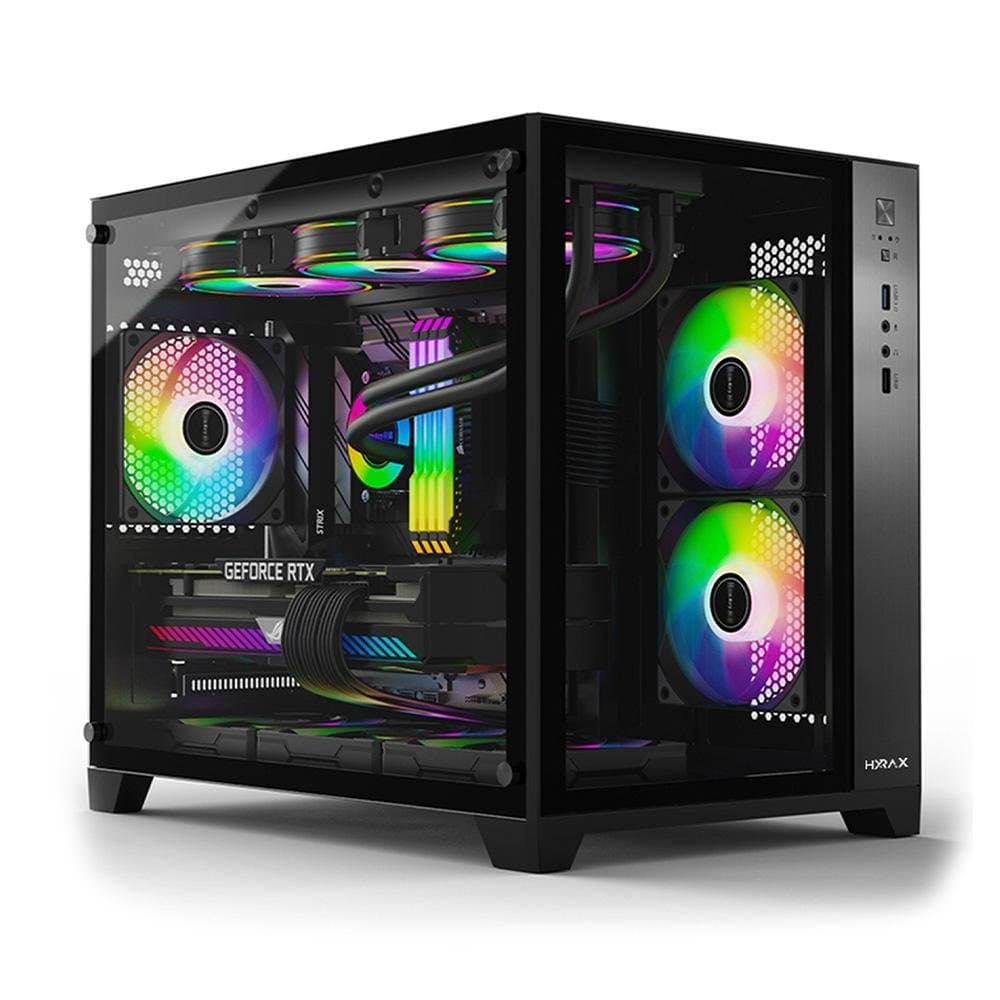 Gabinete Gamer Hyrax HGB710, Mini Tower, M-ATX, Frontal e Lateral Em Vidro