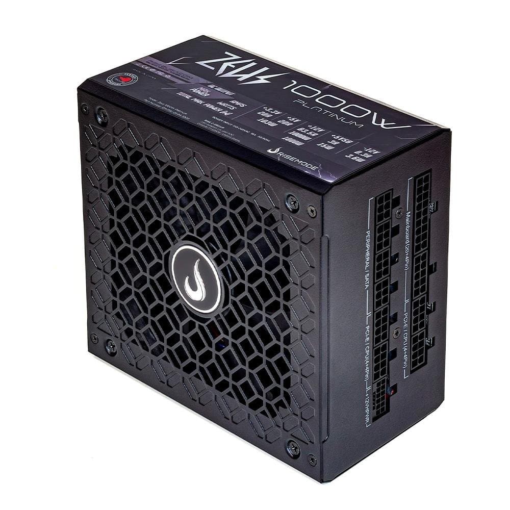Fonte Gamer Rise Mode Zeus, 1000W, 80 Plus Platinum, Modular, PFC Ativo, Preto