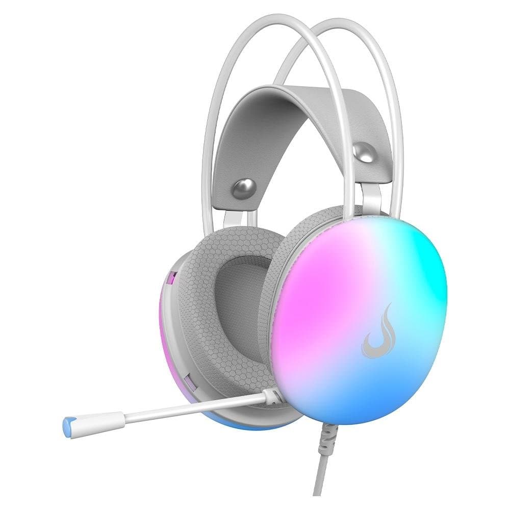 Headset Gamer Rise Mode Moom, Rainbow, Driver 50mm, USB e P2, Branco RM-HS-M-W