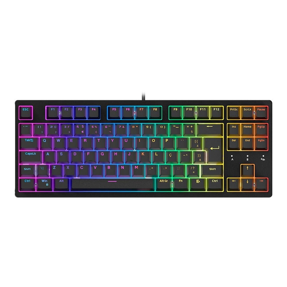 Teclado Mecânico Gamer Husky Sled TKL, Preto, ABNT2, RGB, Switch Gateron G Pro Brown - HTG500PTMA