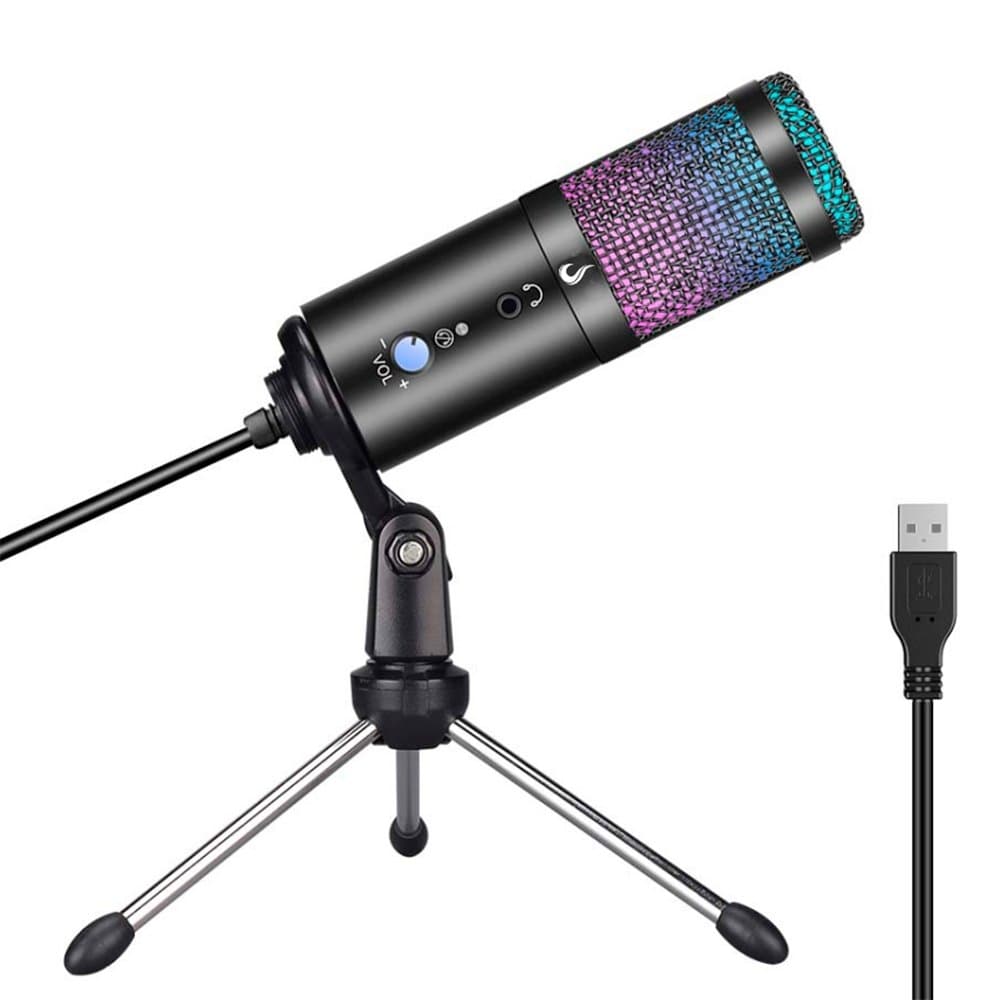 Microfone Gamer Rise Mode Elite 03 RGB, USB, Podcast e Streaming, Preto