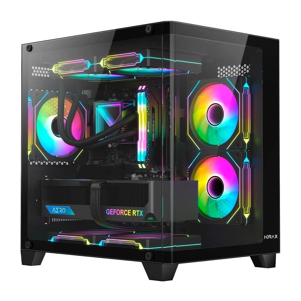 Gabinete Gamer Hyrax HGB750, Mini Tower, M-ATX, Frontal Curvo e Lateral em Vidro