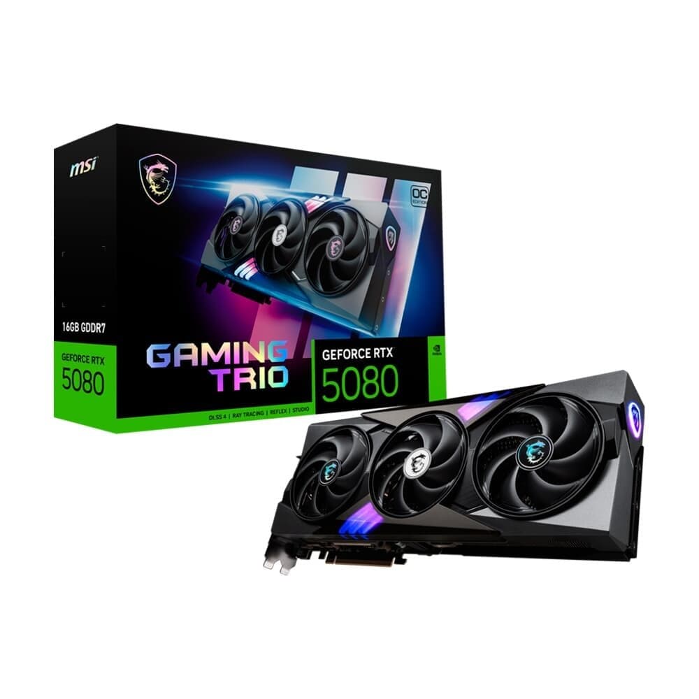 Placa de Vídeo MSI RTX 5080 16G GAMING TRIO OC NVIDIA GeForce, 16GB, GDDR7