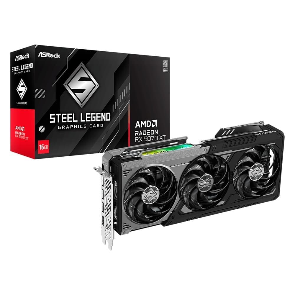 Placa de Vídeo ASRock RX 9070 XT Steel Legend Dark 16GB