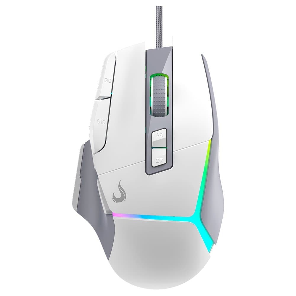 Mouse Gamer Rise Mode Laser Pro White RGB, 16000 DPI, 10 Botões, Branco