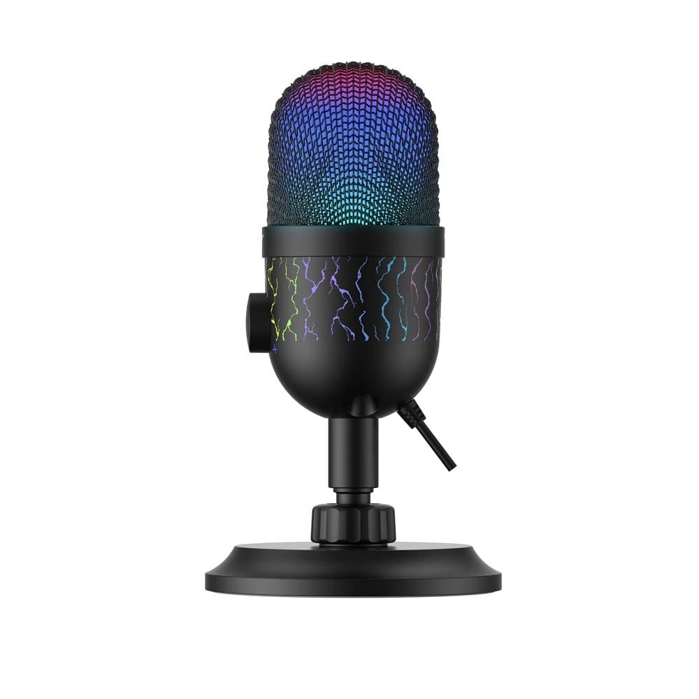 Microfone Gamer Havit GK52, RGB, Cardioide, Conexão 3.5mm, Preto