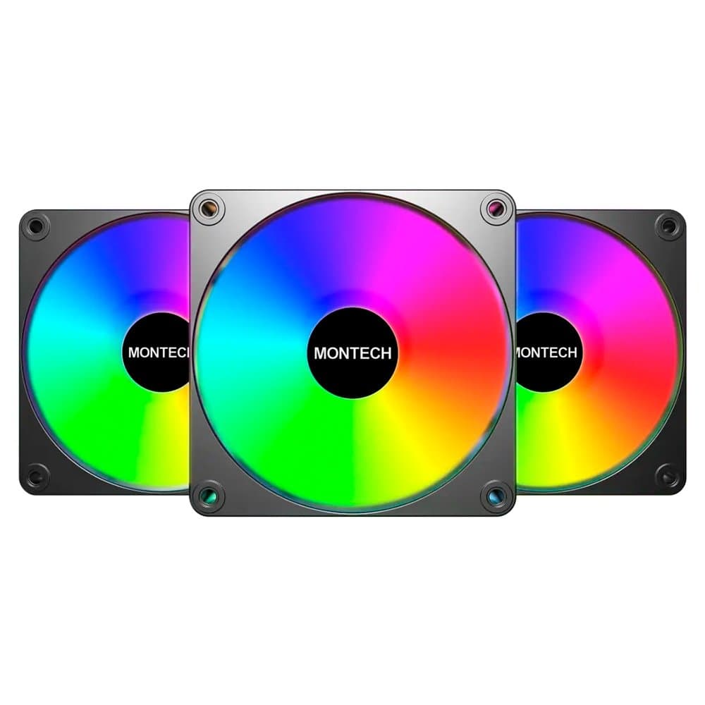 Fan Montech GF120 V2 ARGB, Kit 3x 120 mm, Preto