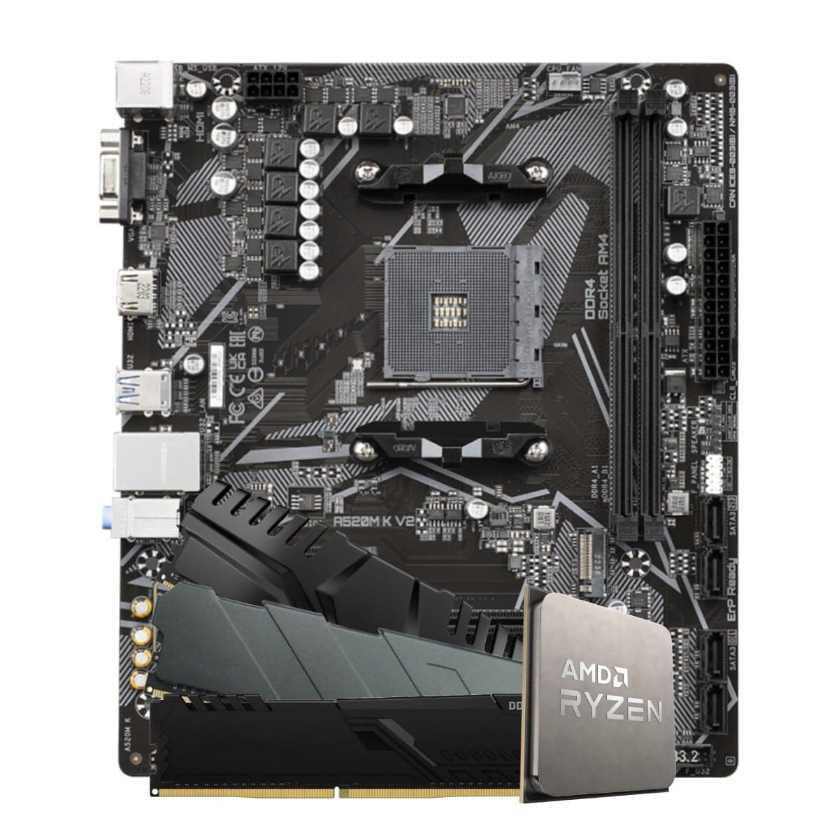 Kit Upgrade AMD Ryzen 5 3400G + Placa-Mãe A520 + 16GB DDR4 (2x8GB)