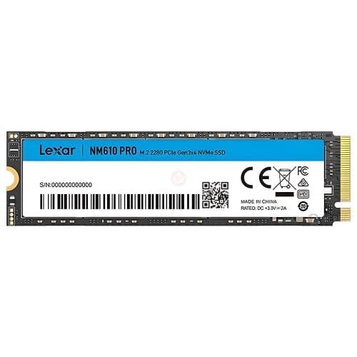 SSD Lexar NM610 Pro, 1TB, M.2 NVMe, leitura De 3300MBs, Gravação 2600MBs, Preto