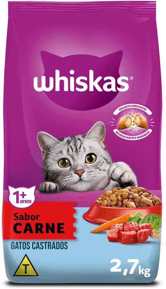 WHISKAS Ração Carne Gatos Adultos Castrados 2,7 kg