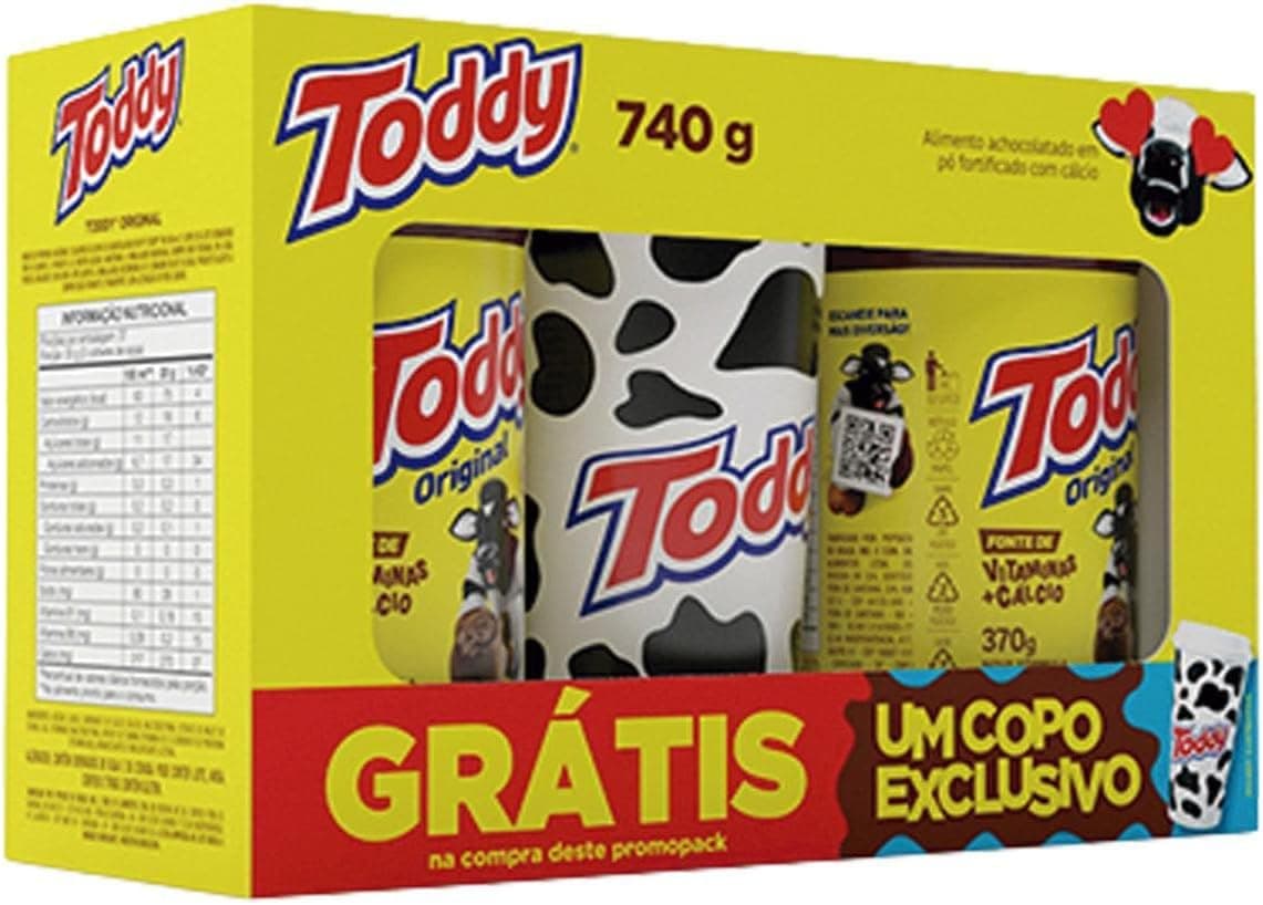 Kit de Achocolatado em Pó Toddy Original 2 x 370 g (740 g) com Copo Exclusivo