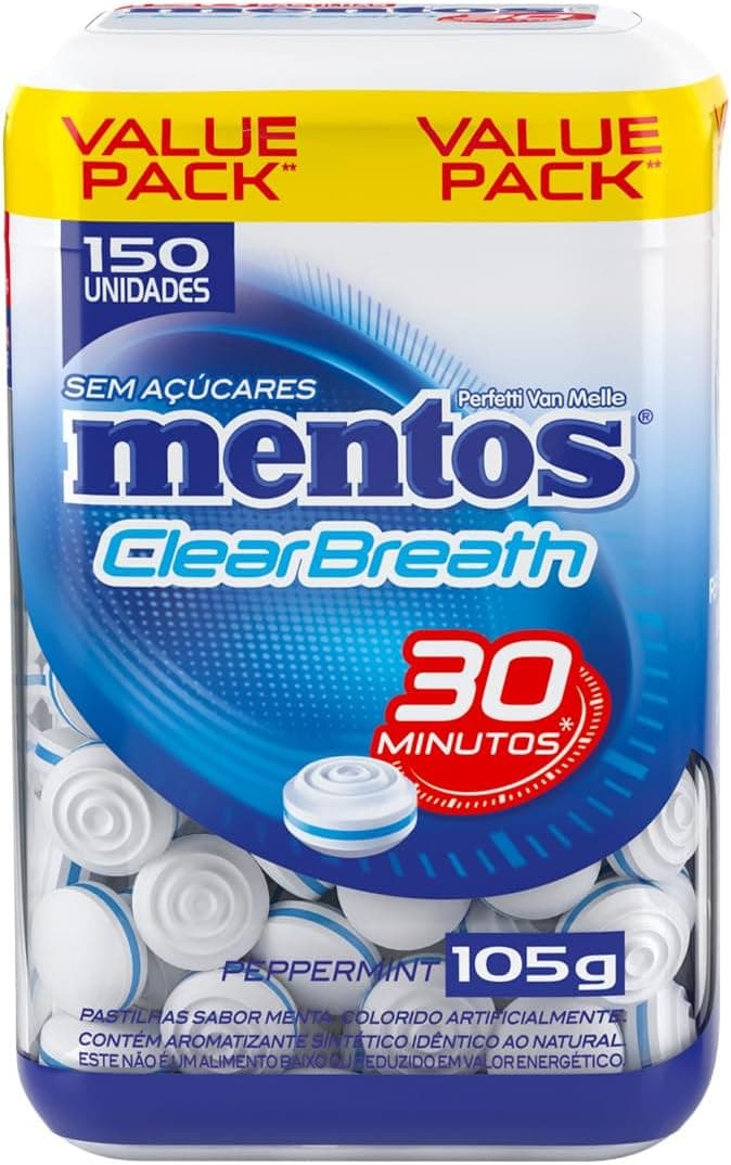Pastilhas, Mentos, Clear Breath Peppermint, Sem Açúcar, Sabor de Menta - 105g
