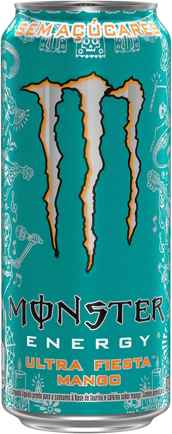 Bebida Energética Monster Ultra Fiesta Mango Zero Açúcar 473 ml - Pack com 6 Unidades