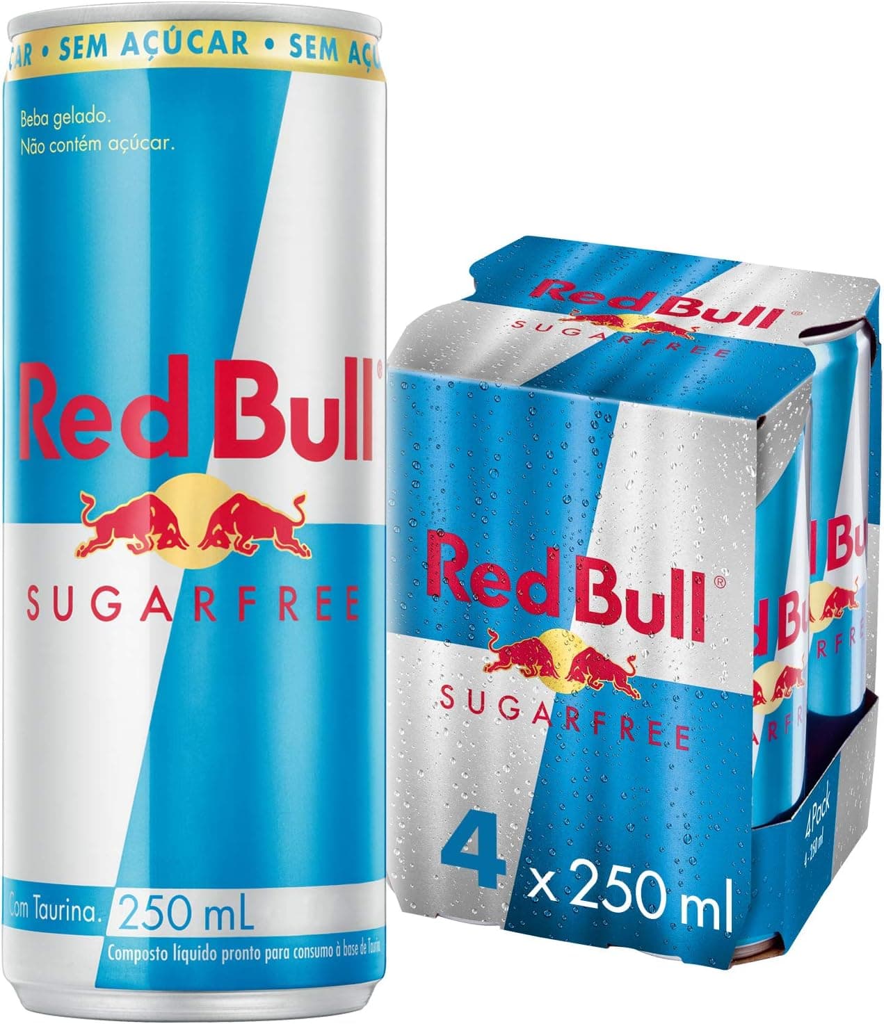 Energético Red Bull Sugarfree Sem Açúcar, 250 mL, 4 Latas