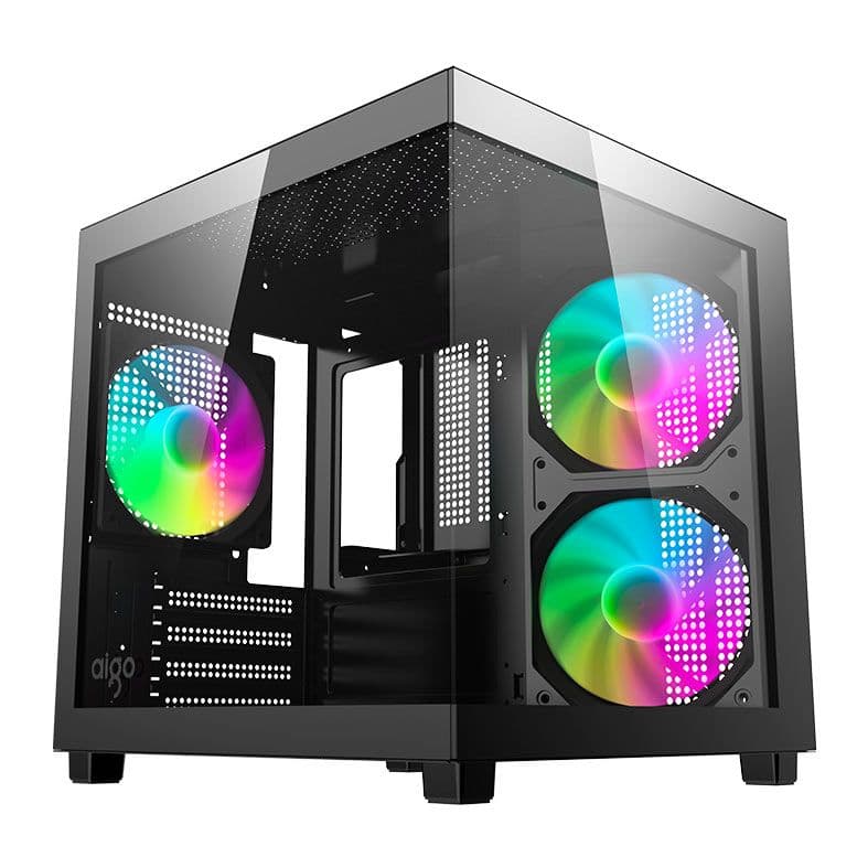Gabinete Aigo Luna A275 Rainbow com 3 Fans Preto