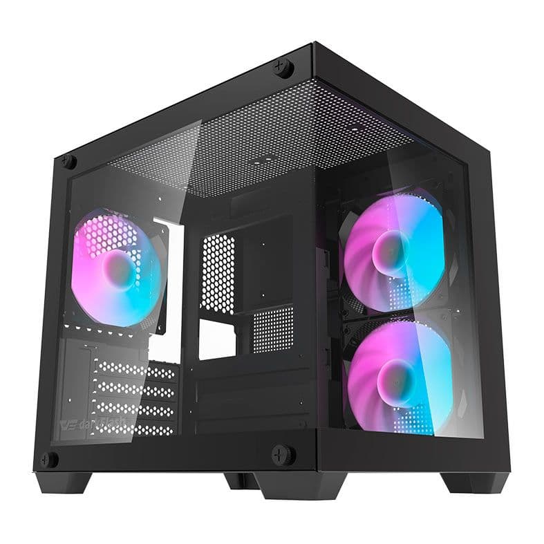 Gabinete Aigo Darkflash Durin D275M Preto com 3 Fans Rainbow