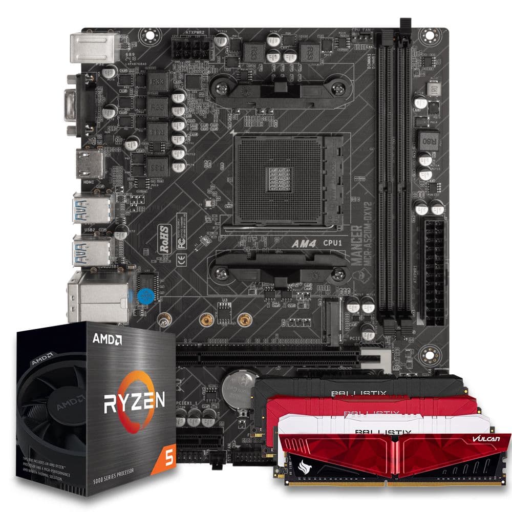 Kit AMD Ryzen 5 5600GT + Placa Mãe A520M + 8GB DDR4