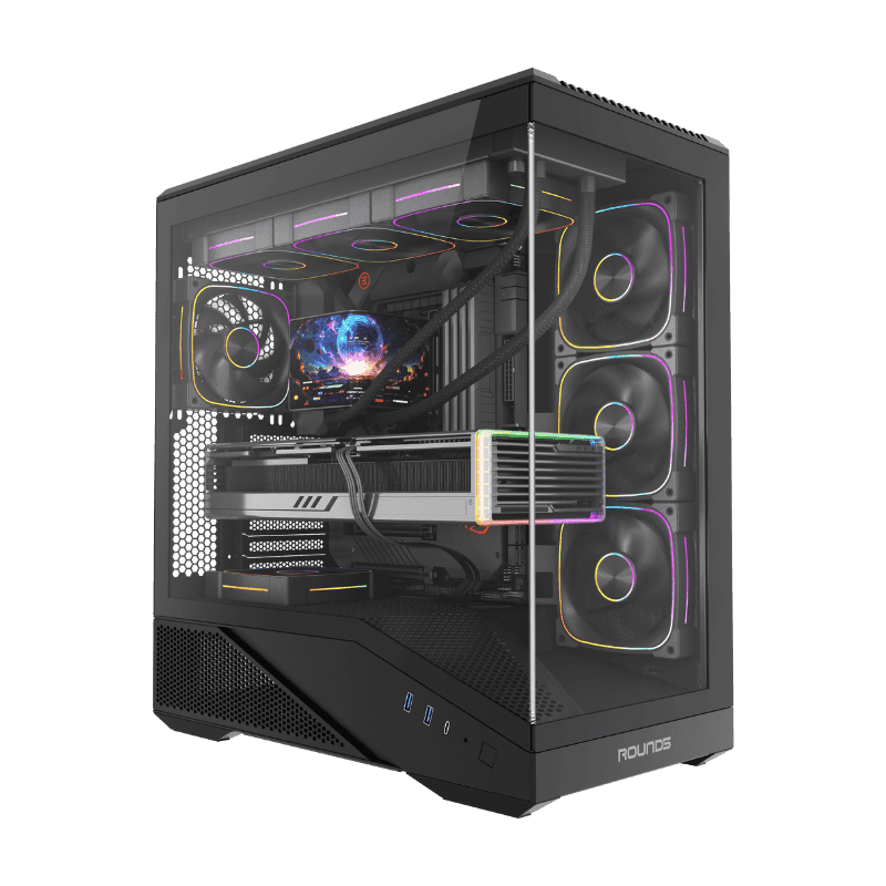Gabinete Gamer Round5 IceBox Black com 4 Fans